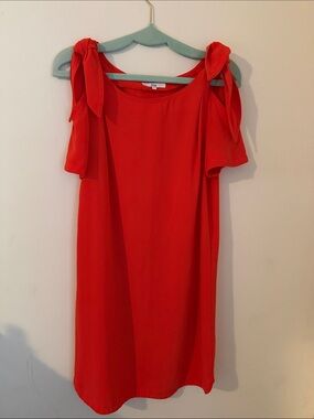 stradivarius Red Tie-Shoulder Shift Mini Dress